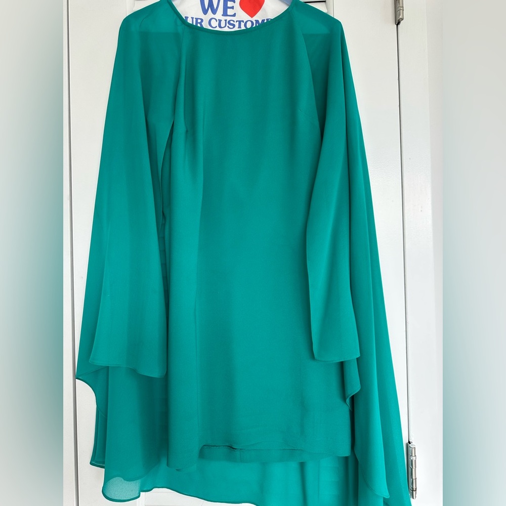 Elegant Teal Dress with Flowing Sleeves